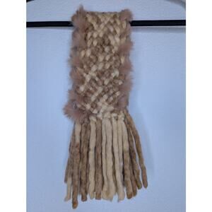 Platania Wool/Rabbit Fur Luxury Fringe Braided Scarf